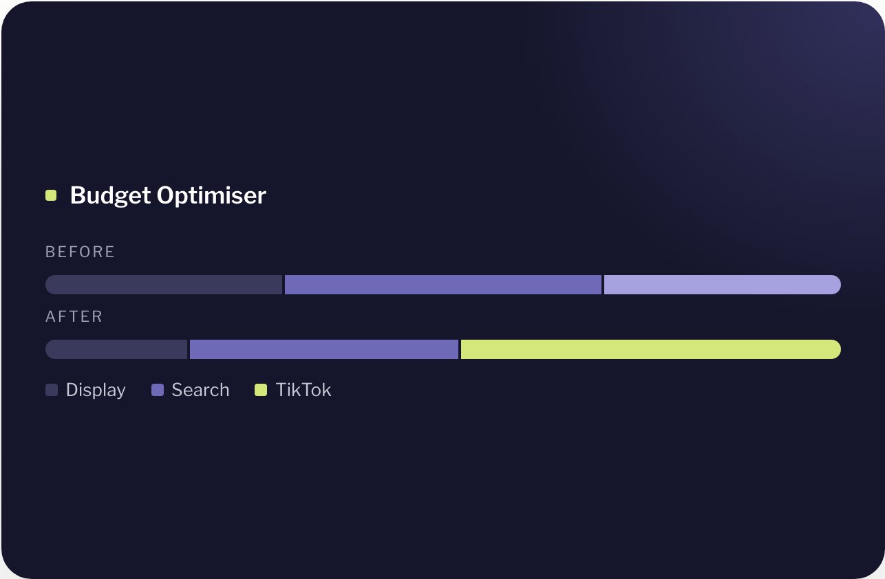 Budget Optimiser in ADIN.AI (illustrative data)