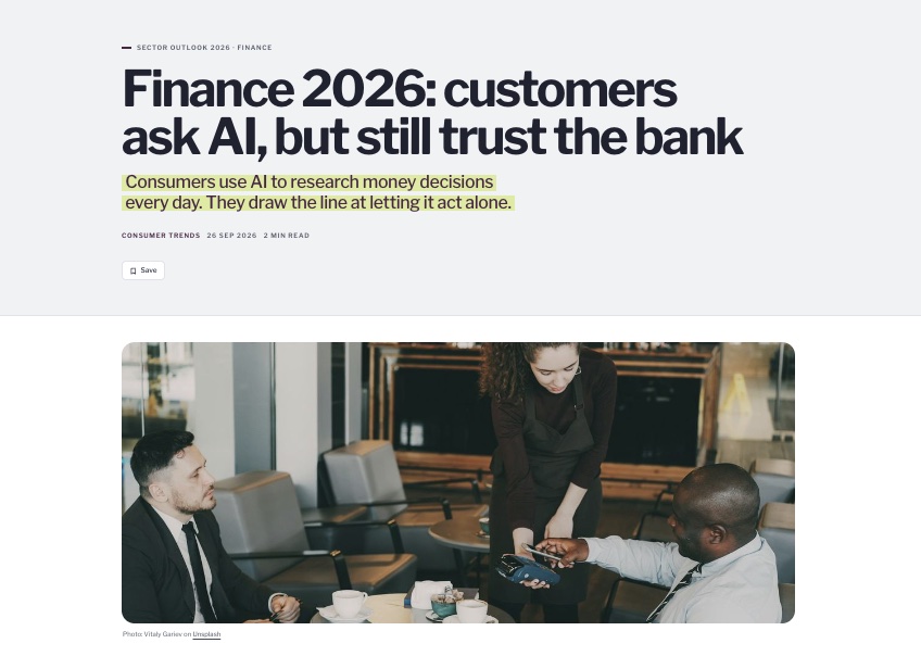 Finance 2026: customers ask AI, but still trust the bank